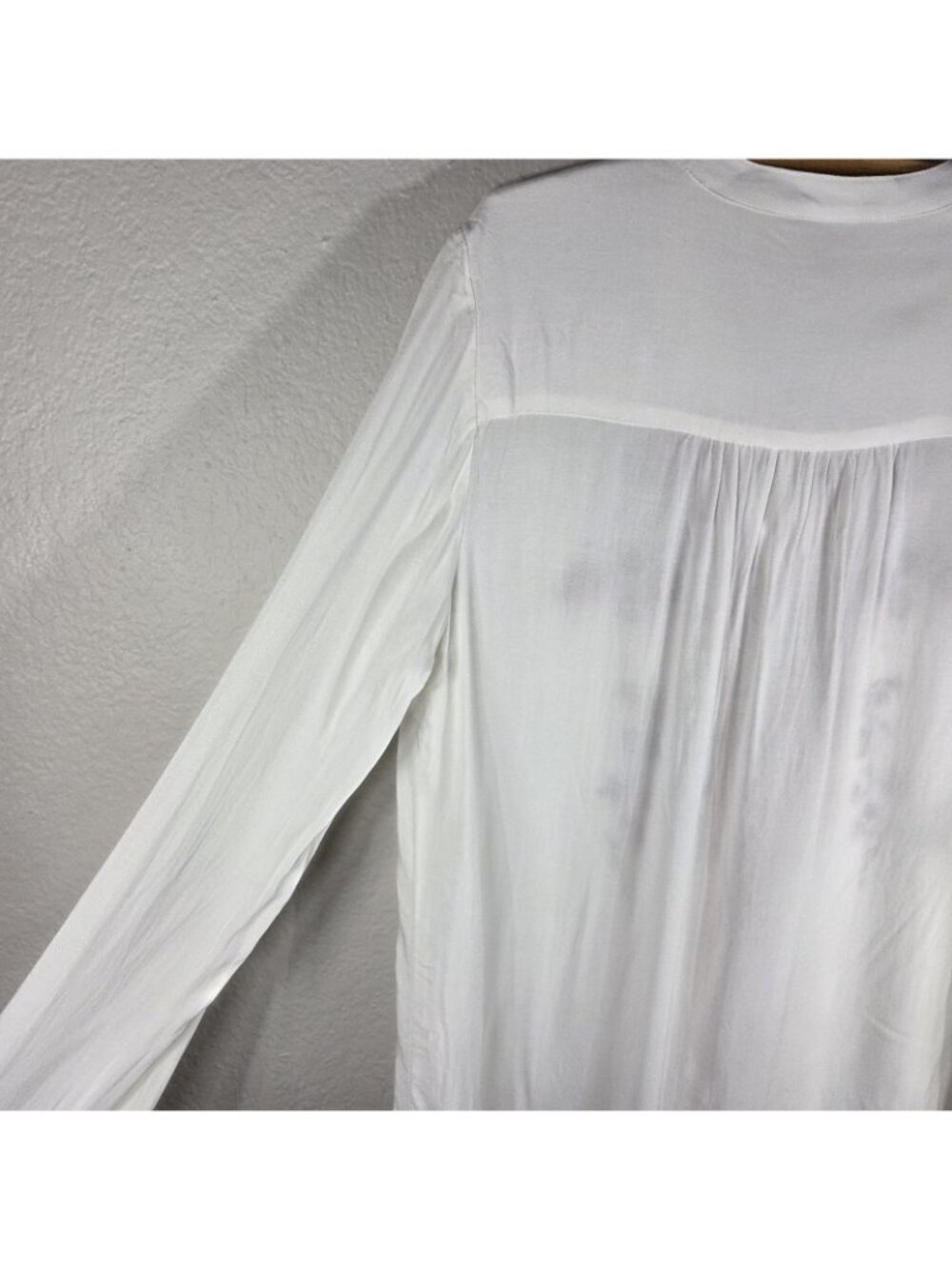 Coupé Collection White Embroided Tunic Shirt Top Size L Long Sleeve Tie Neck - Picture 10 of 16